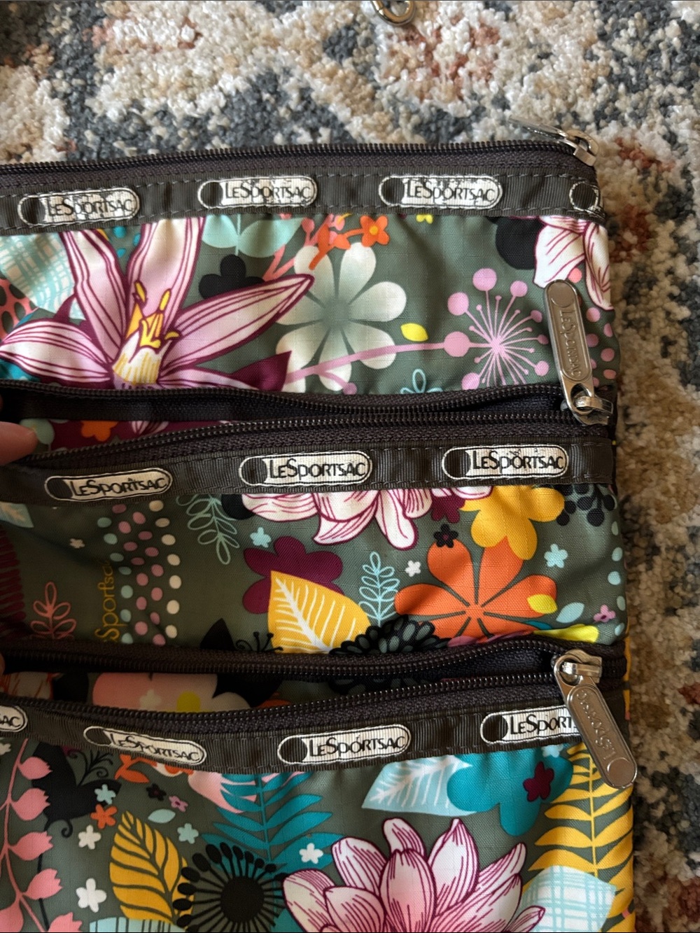 Lesportsac Floral Crossbody in Pink, Teal, Yellow and Brown - Picture 3 of 3